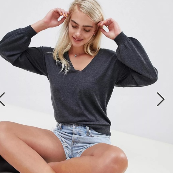 ASOS Gray V Neck Sweater - Picture 2 of 4
